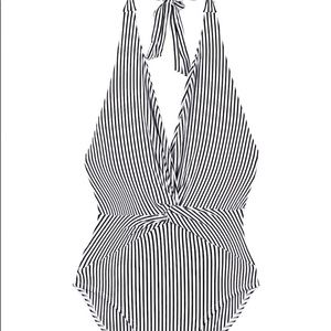 So De Mel‎ Carlotta swim pin strip swimsuit(red) - EUC